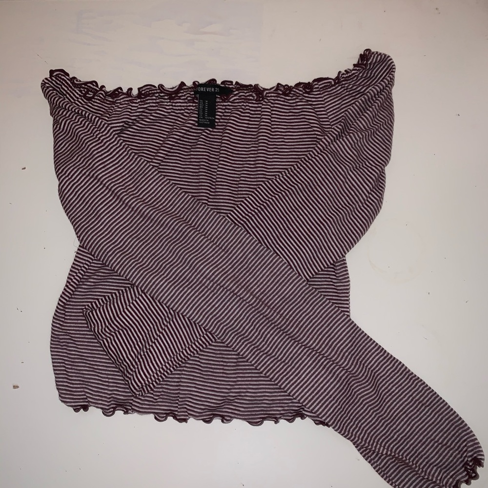 striped off shoulder crop top